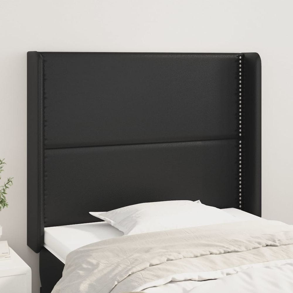 Vidaxl Čelo postele so záhybmi čierne 93x16x118/128 cm umelá koža